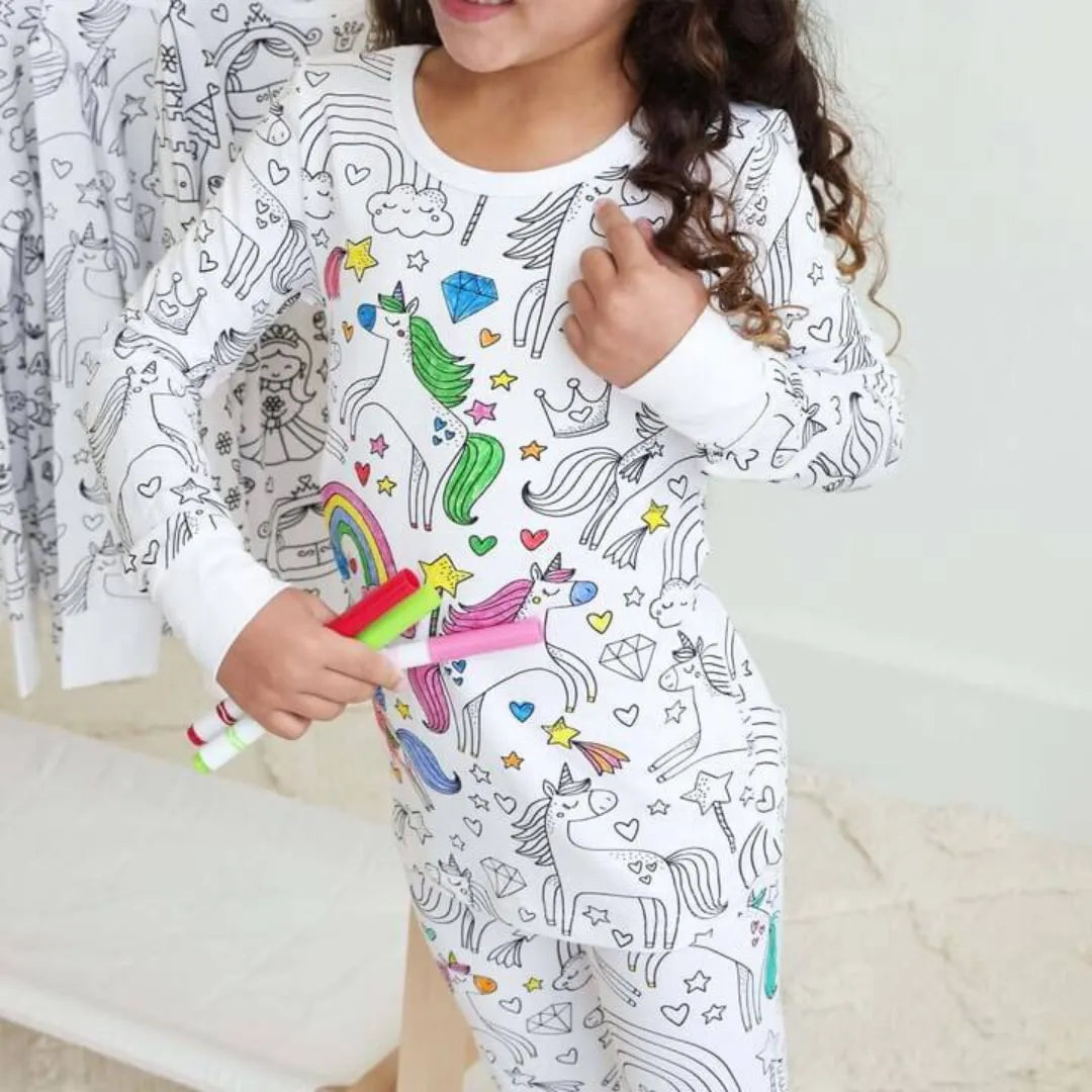 Inkleurbare Pyjama - Creatieve kinderpyjama om zelf te kleuren | DreamDoodle