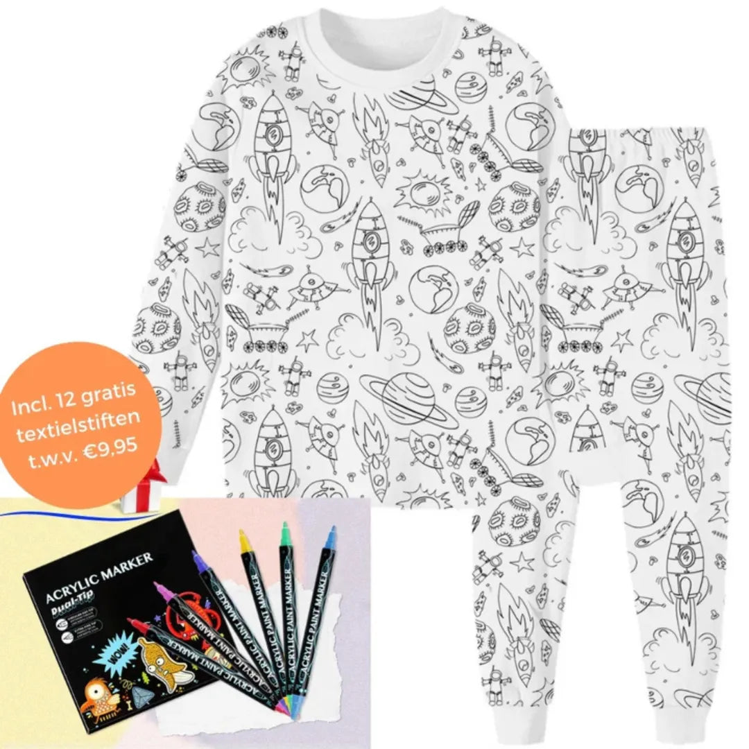 Inkleurbare Pyjama - Creatieve kinderpyjama om zelf te kleuren | DreamDoodle