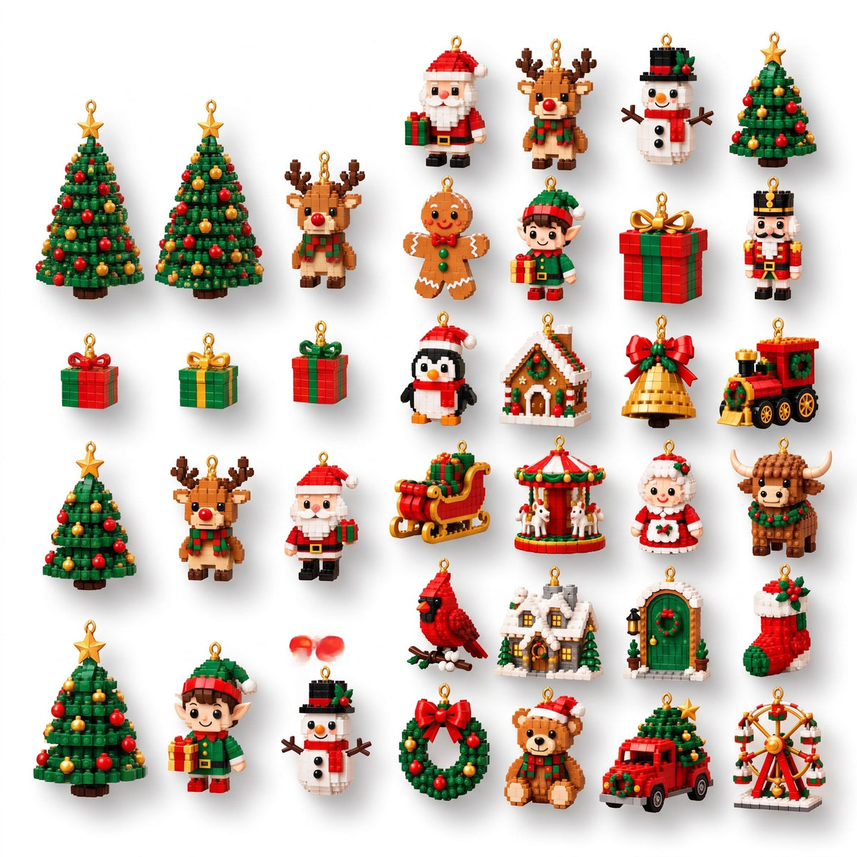 Kerst Adventskalender – 24 Mini Kerstfiguren van Bouwsteentjes (2)
