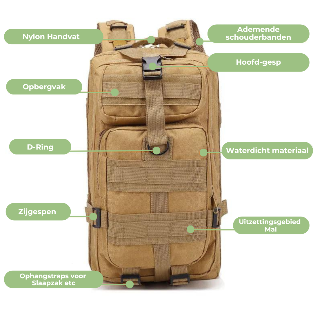Rugzak - Waterdichte Tactical Backpack - TrailGuard