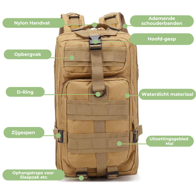 Rugzak - Waterdichte Tactical Backpack - TrailGuard