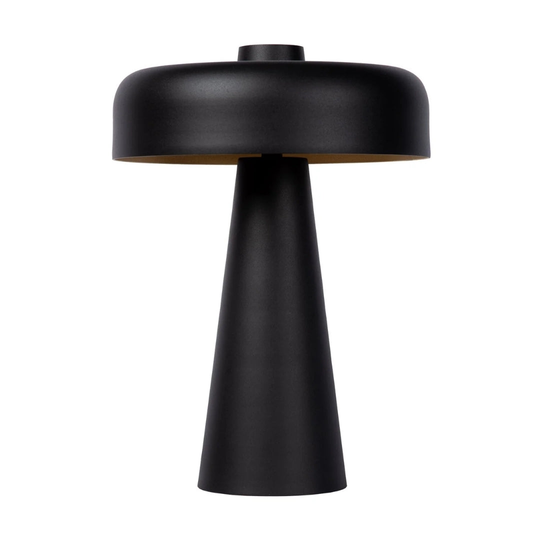 Pilz Lampe - Luxuriöse schwarze Tischlampe mit goldenem Schimmer