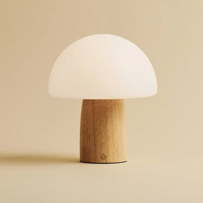 Mushroom Lamp - Draadloze Houten Tafellamp met Touchbediening