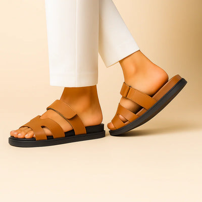 PureStep - Sandales décontractées en cuir avec ajustement réglable