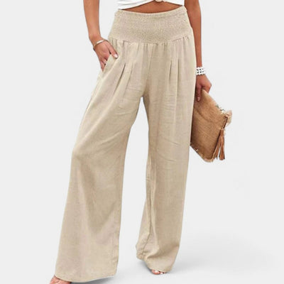 Vászon Nadrág - Légies Nadrág Gumírozott Derékkal - Aveline