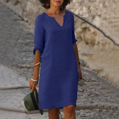 Zomerjurk - Losvallende Jurk met Elegante V-Hals - Elowen