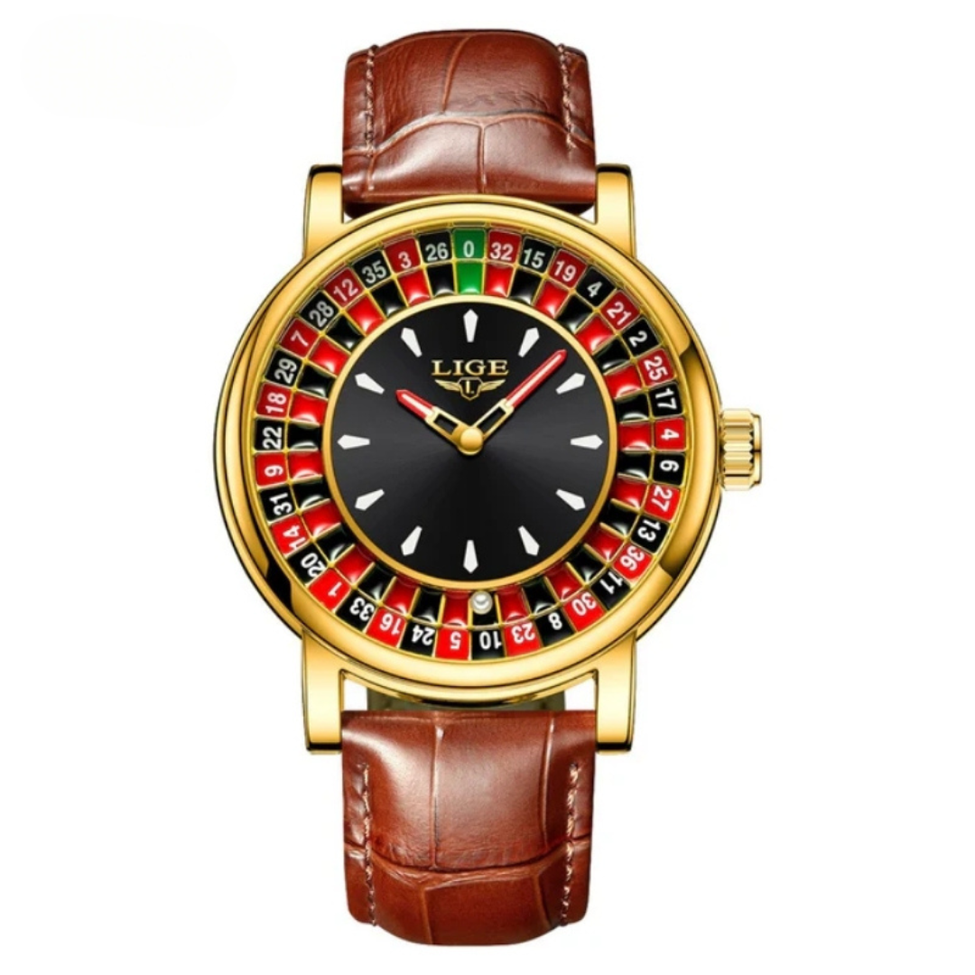LIGE - Montre-Roulette - Style Casino Tournant avec Lumière et Étanche