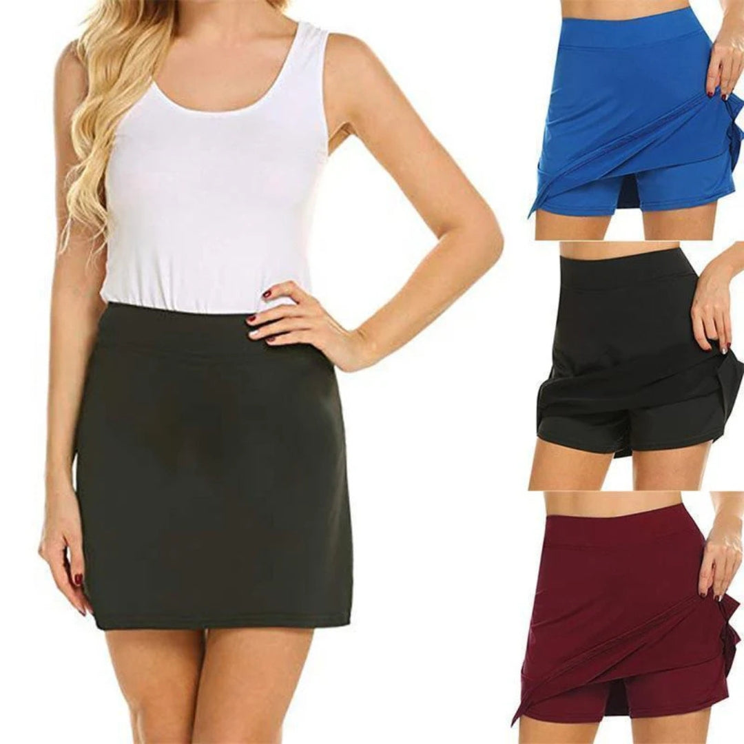Lijn Korte Rok met Hoge Taille - Comfortabele Sportieve Pasvorm - FlexSkirt