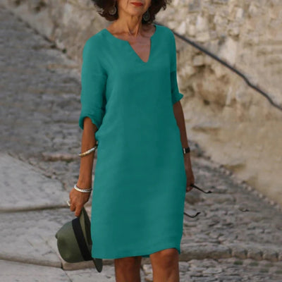 Zomerjurk - Losvallende Jurk met Elegante V-Hals - Elowen