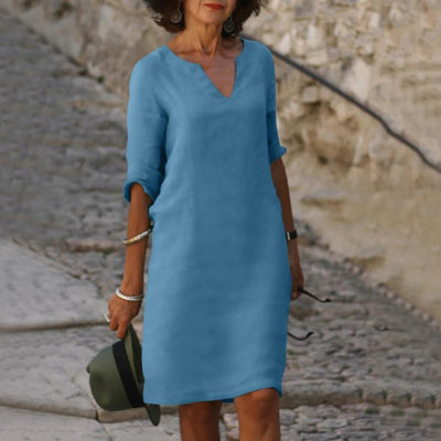 Zomerjurk - Losvallende Jurk met Elegante V-Hals - Elowen