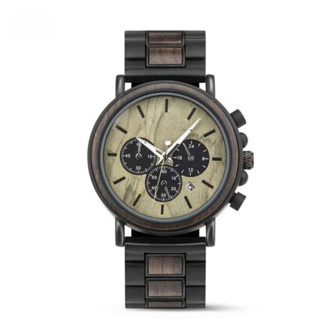 WoodTime Montre en Bois - Design Élégant et Multifonctionnel