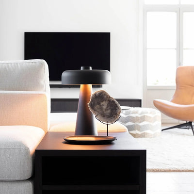 Mushroom Lamp - Luxe Zwarte Tafellamp met Gouden Gloed