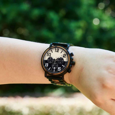 WoodTime Montre en Bois - Design Élégant et Multifonctionnel
