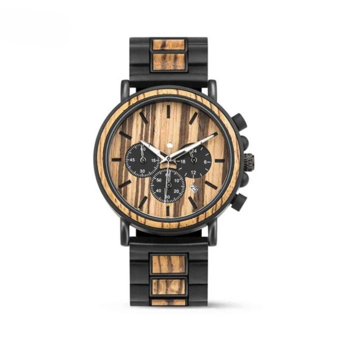 WoodTime Montre en Bois - Design Élégant et Multifonctionnel
