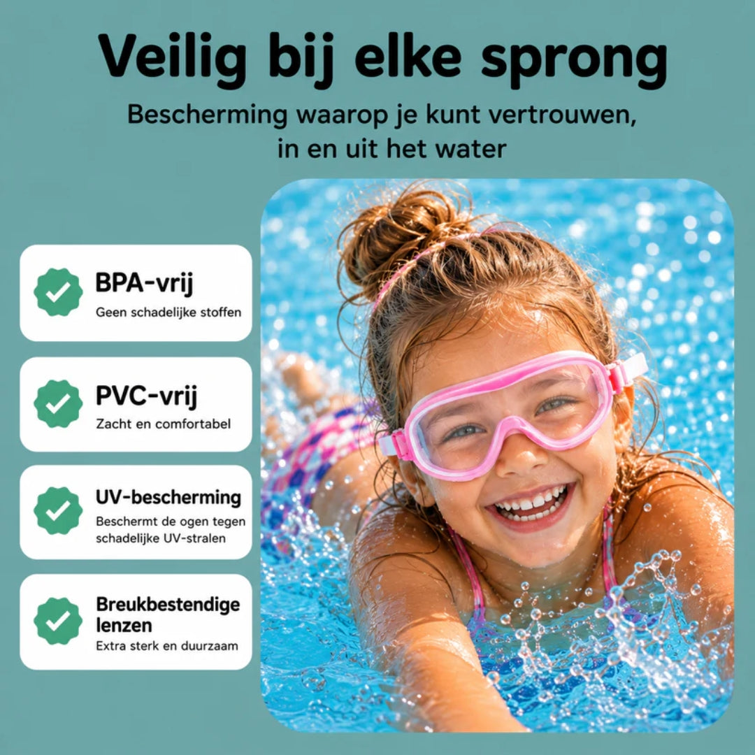 Zwembril Voor Kinderen Met Slim Kliksysteem - 1+1 Gratis