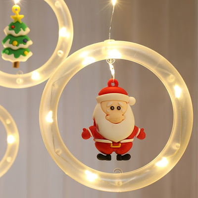 Guirlande Lumineuse Rustique de Noël à LED - Motifs Père Noël, Renne, Bonhomme de Neige et Arbre | Guirlandes Lumineuses Festives Alimentées pour la Maison, la Chambre et la Décoration de Fête, Commande par Clé, Style Glamour, Matière Plastique