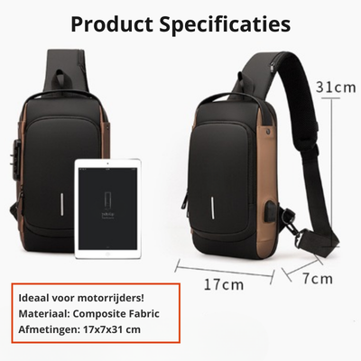 Schoudertas - Waterdicht Design met USB Oplaadpoort - UrbanVault