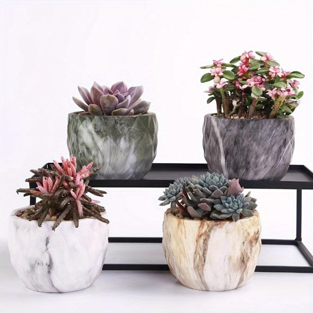 Marmer Stijl Plantenbak - Decoratieve Bloempot voor Binnen & Buiten