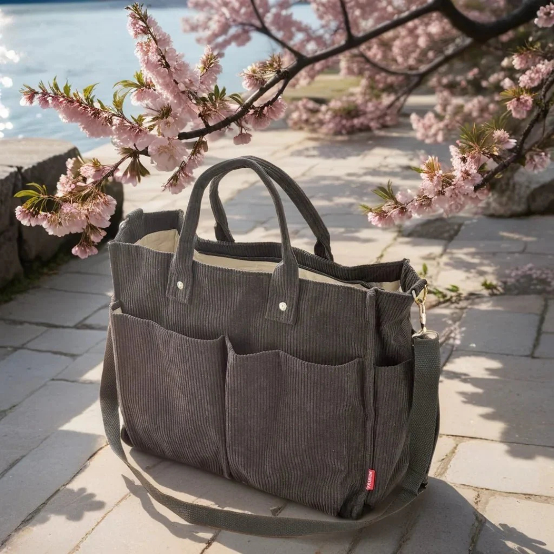Corduroy Tas - Ruime Vintage Shopper voor Elke Dag - UrbanWeave