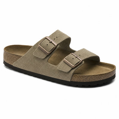 AMAZONE - Taupe Suède Casual Sandalen Met Anatomisch Voetbed