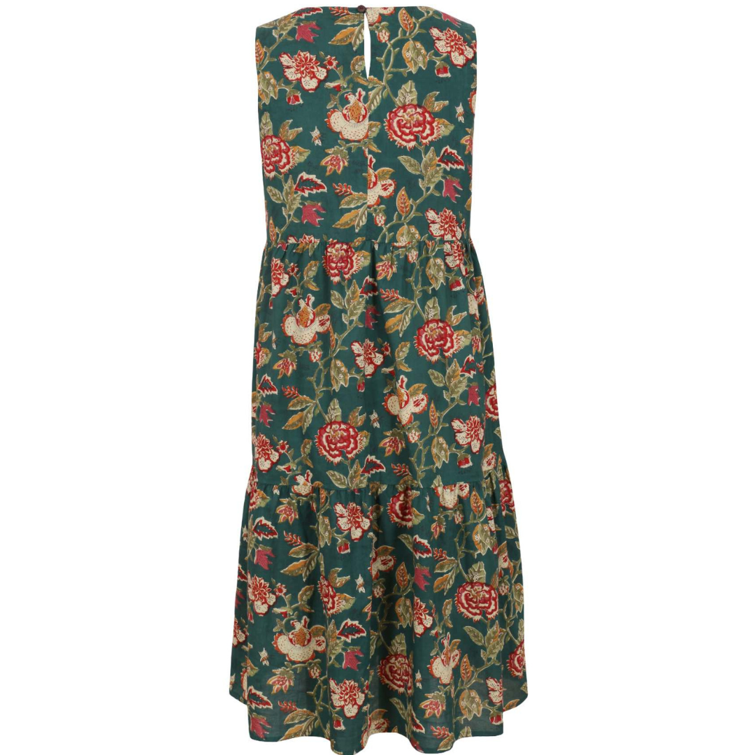 Midi Jurk - Mouwloze Bloemenjurk met Zakken - Fleurina
