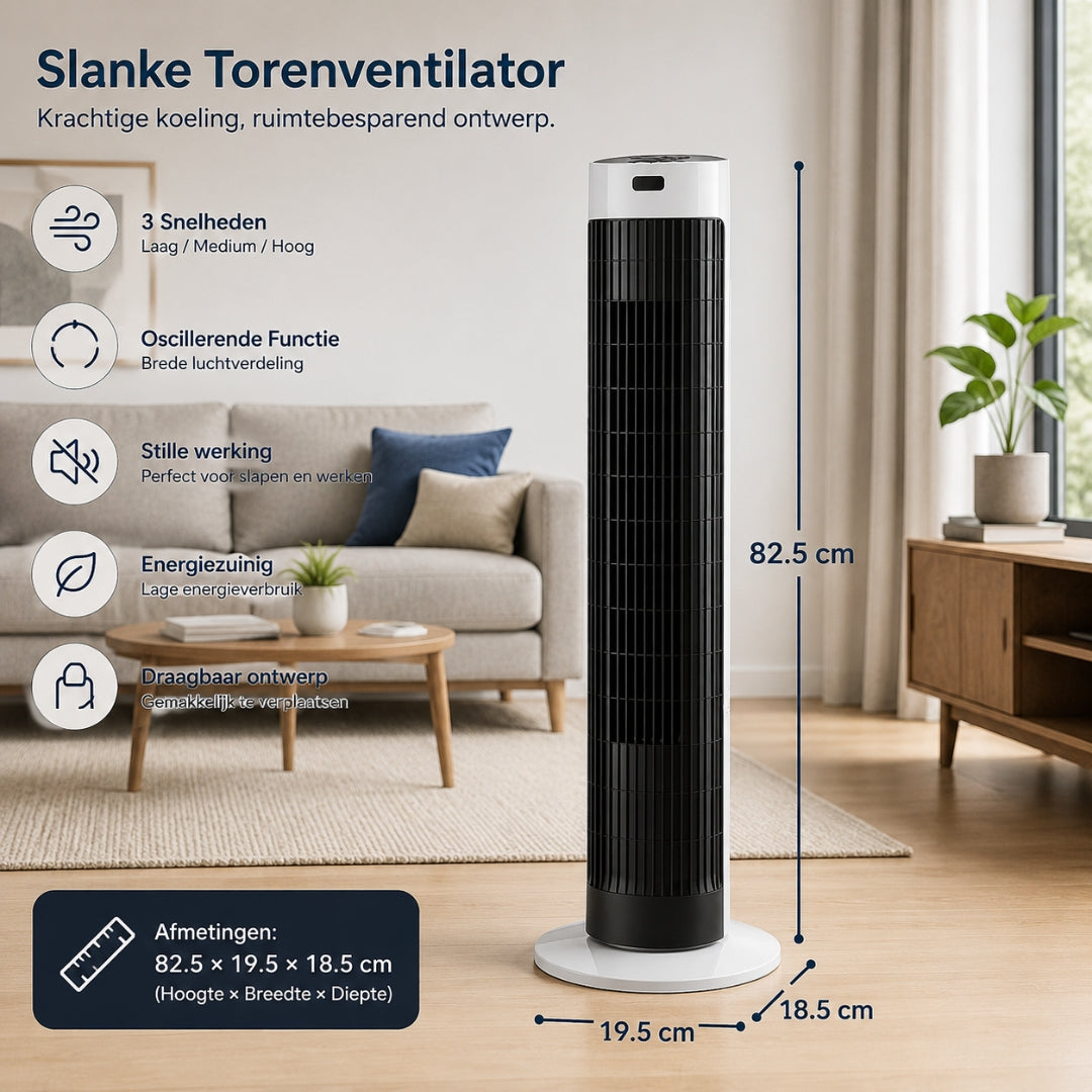 Draagbare airconditioner - Stille Bladloze Torenventilator met Afstandsbediening