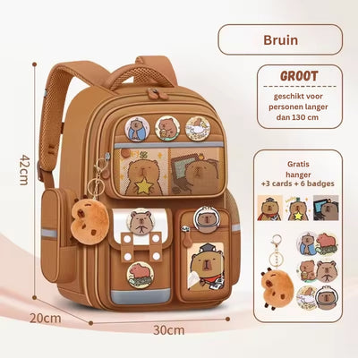 Capybara Rugzak - Waterdichte Schoolrugzak met Grote Capaciteit