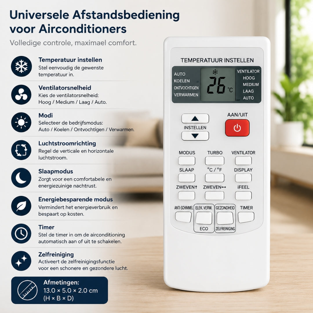 Universele Airco Afstandsbediening - Geschikt voor Meerdere Merken