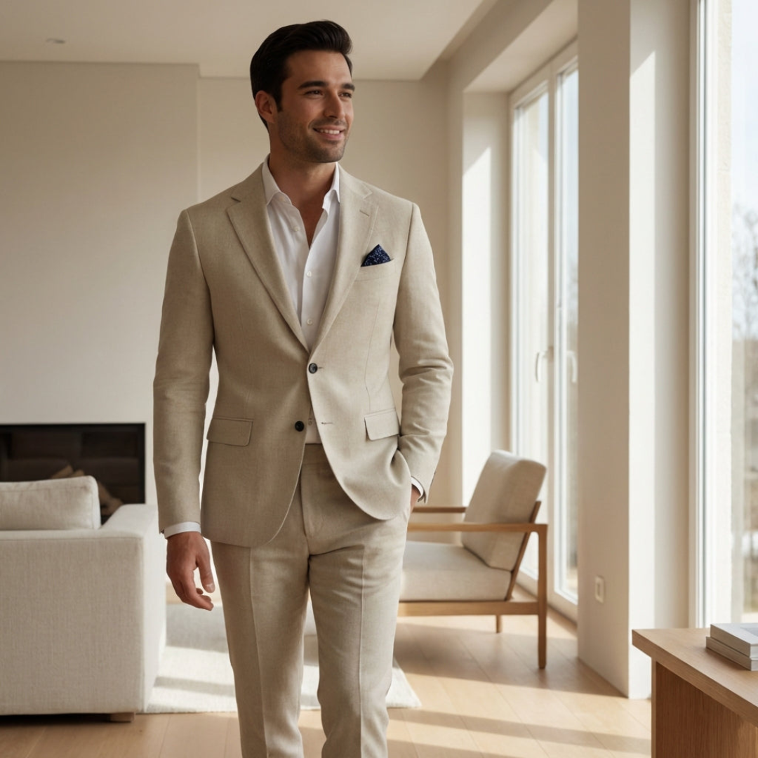 Heren Suit - Lichtgewicht Zomer Suit met Moderne Pasvorm - Venturo