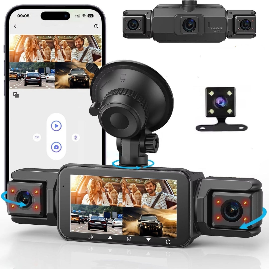 Dashcam - Draadloos 4 Camera Systeem met Wifi - QuadVision