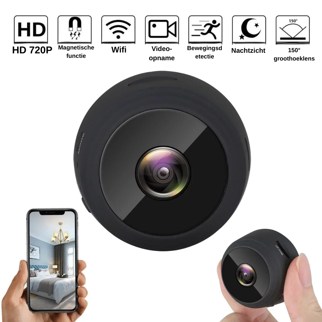 Mini Camera - Draadloze Beveiliging met Nachtzicht - SecureEye