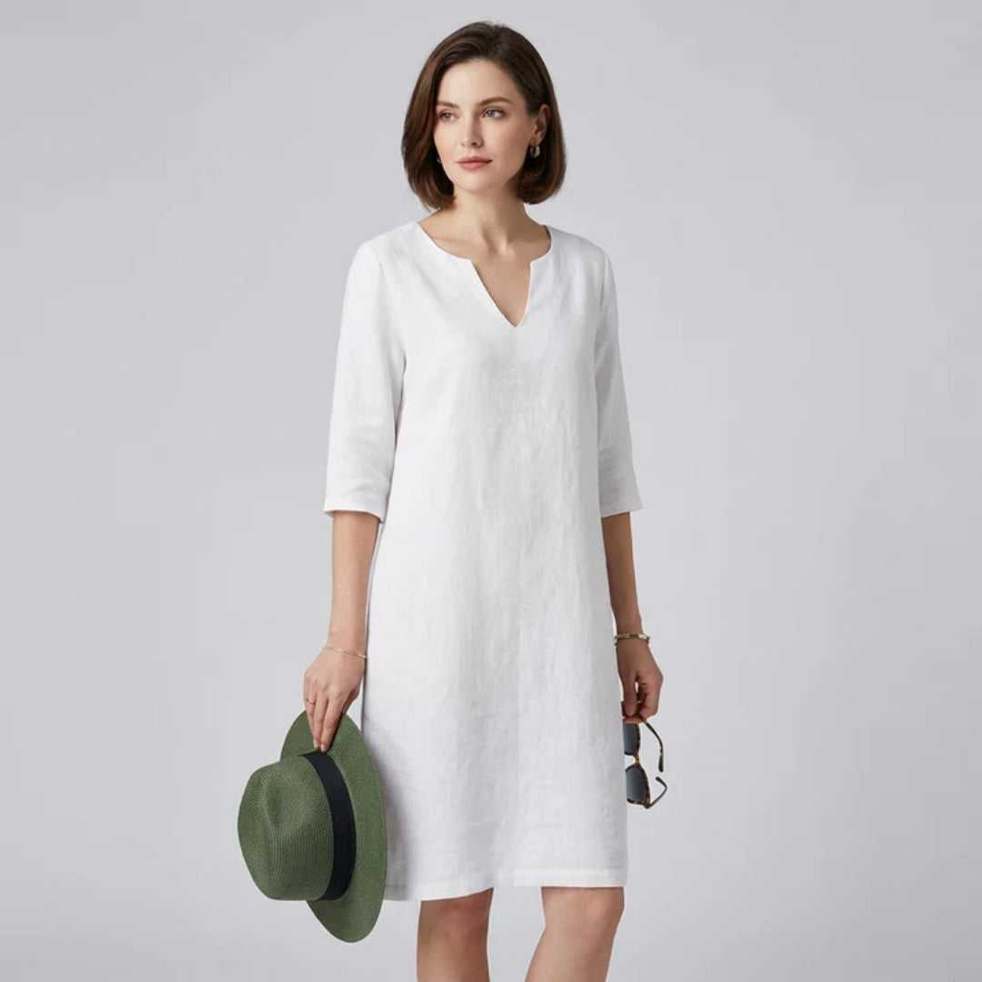 Zomerjurk - Losvallende Jurk met Elegante V-Hals - Elowen