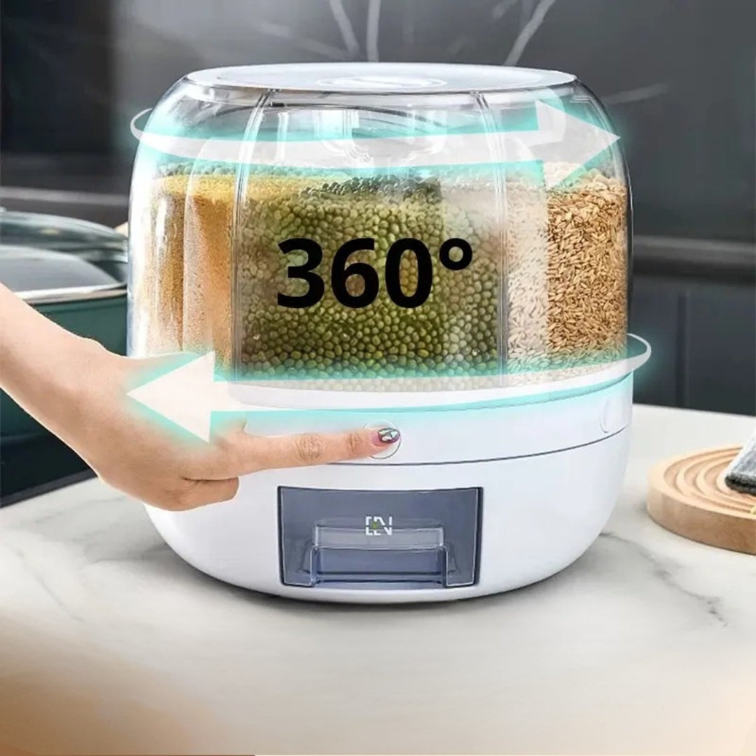 360° Roterende Graandispenser - Georganiseerde Keukenopslag - GrainFlow