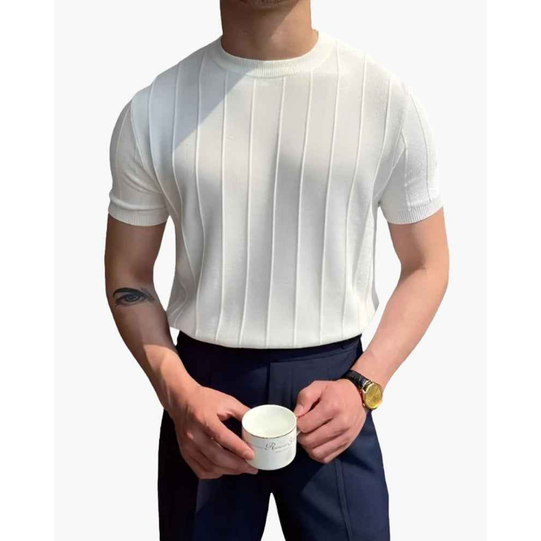 Gestreept T-shirt Van Linnen Katoen Voor Heren