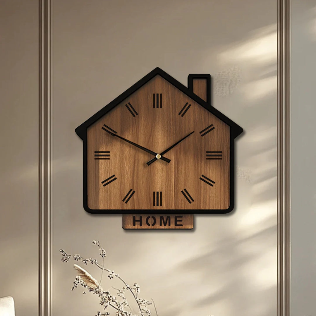 MYHOME® - Vintage Huisvormig Houten Design Wandklok