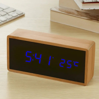 Bamboe Wekker - Minimalistisch LED Design