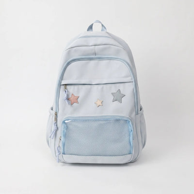 Schooltas Voor Meiden - Sterren Design met Transparant Voorvak