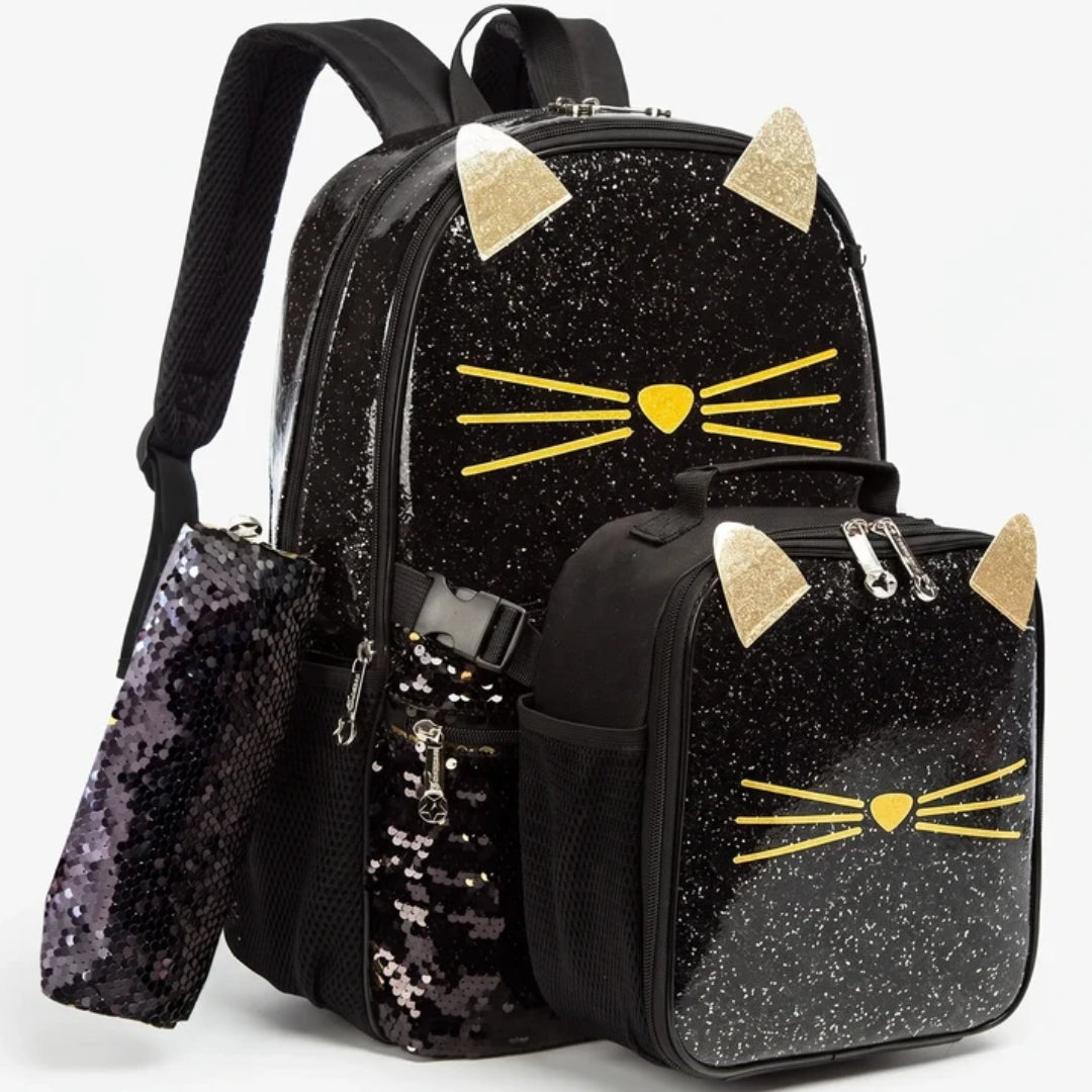 Schooltas Set - 3-Delig Met Kattenprint - Myew
