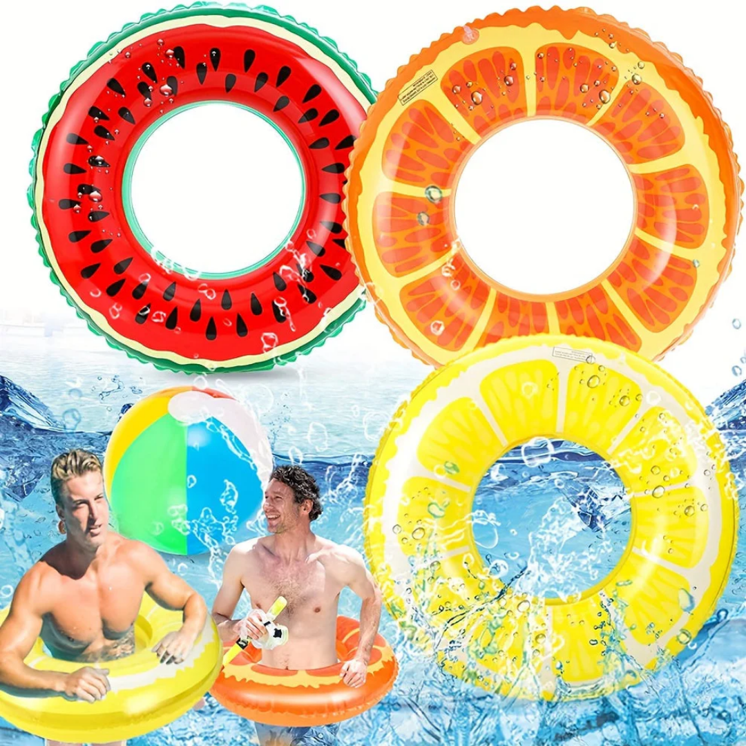 Zwemband Set Van 3 Opblaasbare Fruitstukken - Meloen, Sinasappel, Citroen