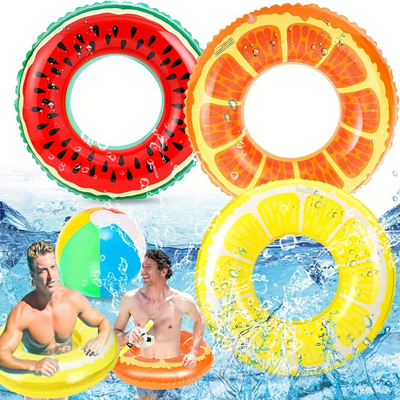 Zwemband Set Van 3 Opblaasbare Fruitstukken - Meloen, Sinasappel, Citroen