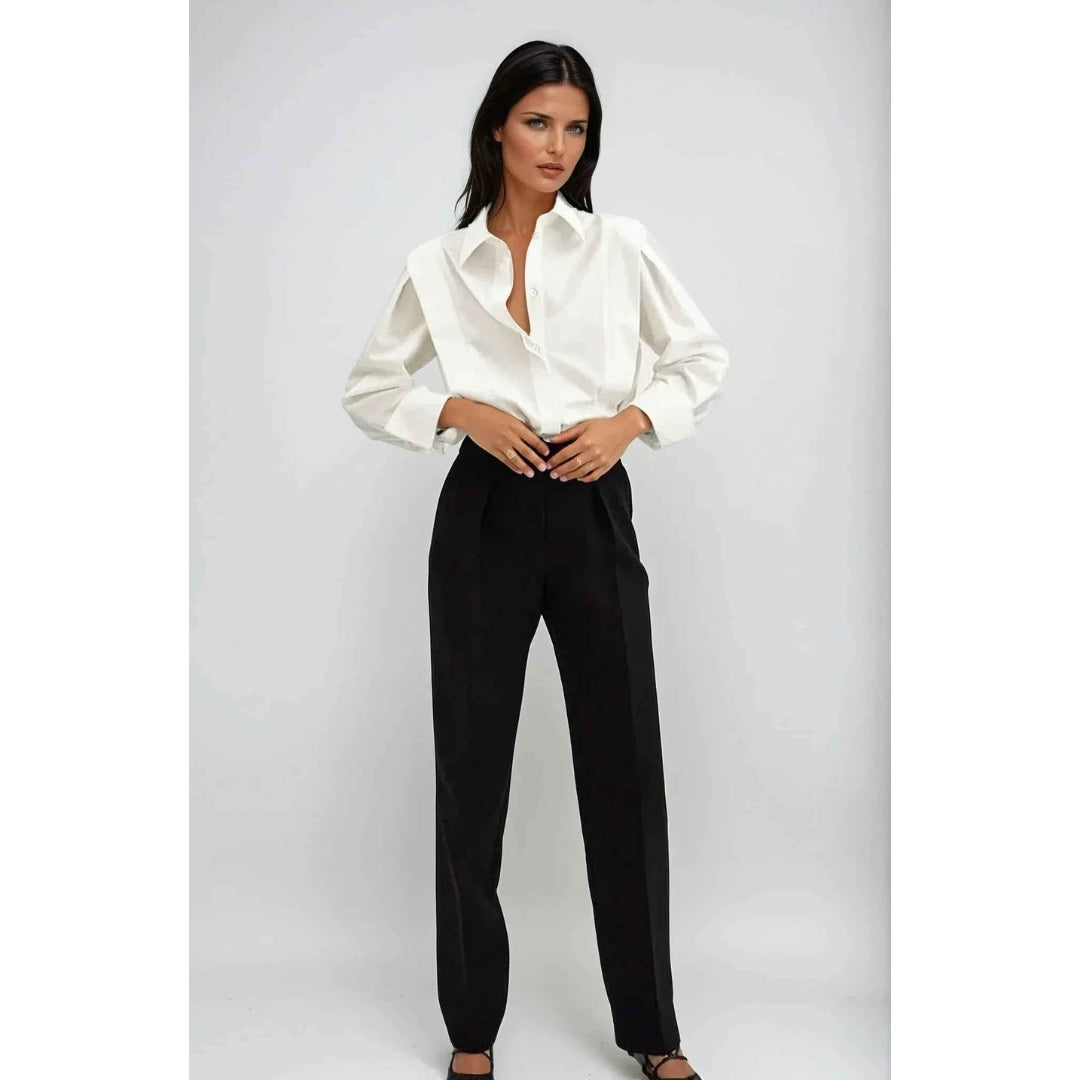 Rechte blouse voor dames met meerdere knopen