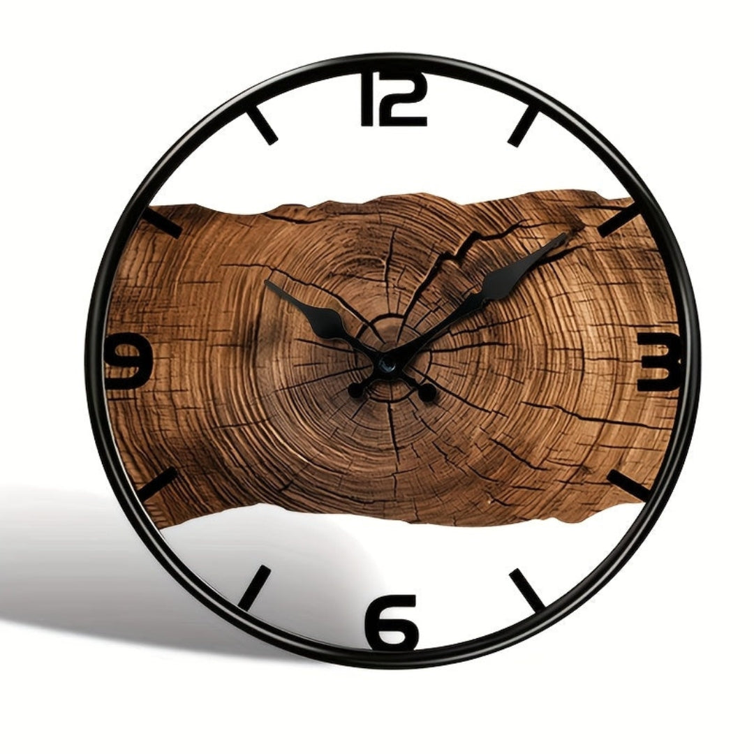 MYHOME® - Ronde Houten Wandklok met Uitgesneden Design