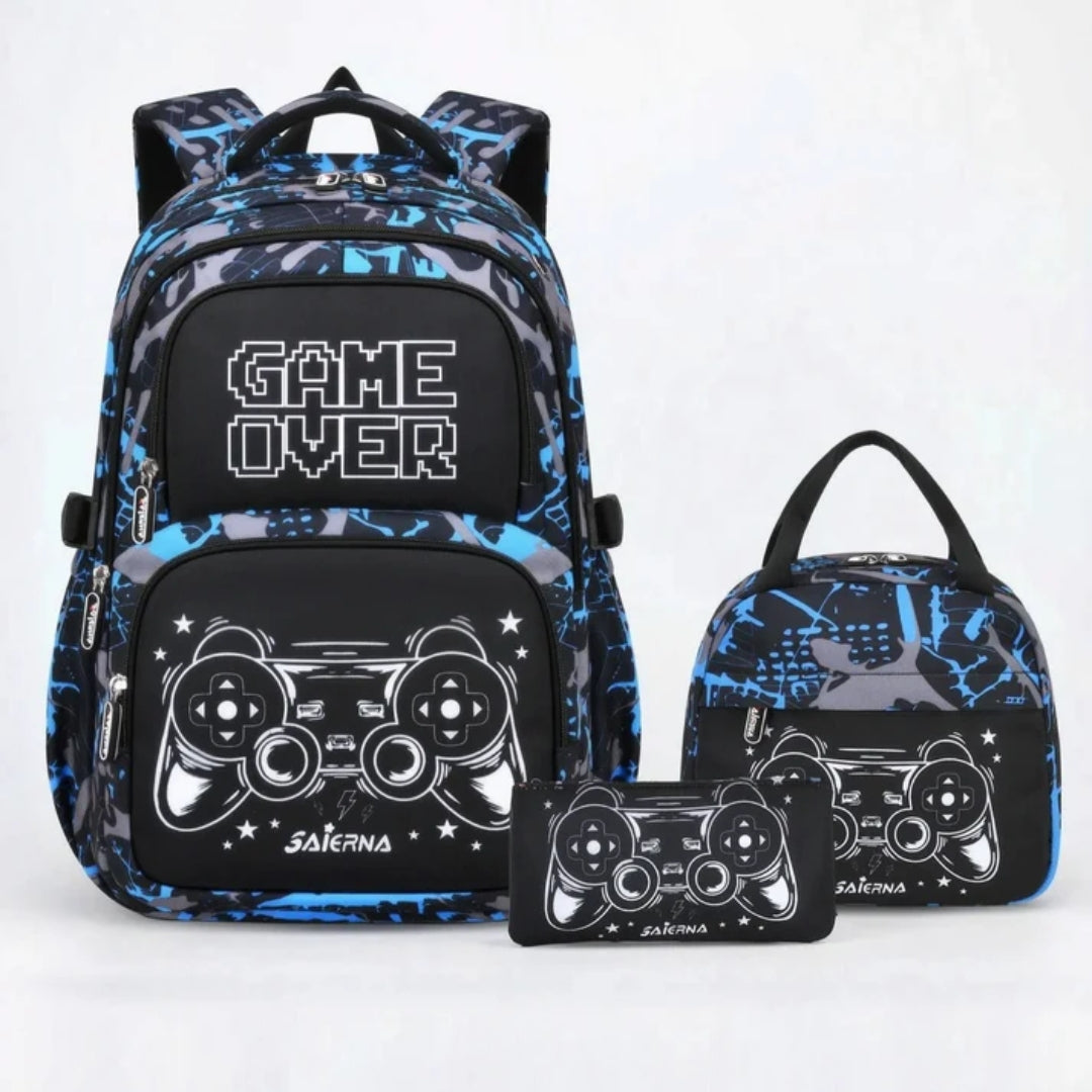 Complete 3-Delige Gaming Schooltas Set - GAME OVER