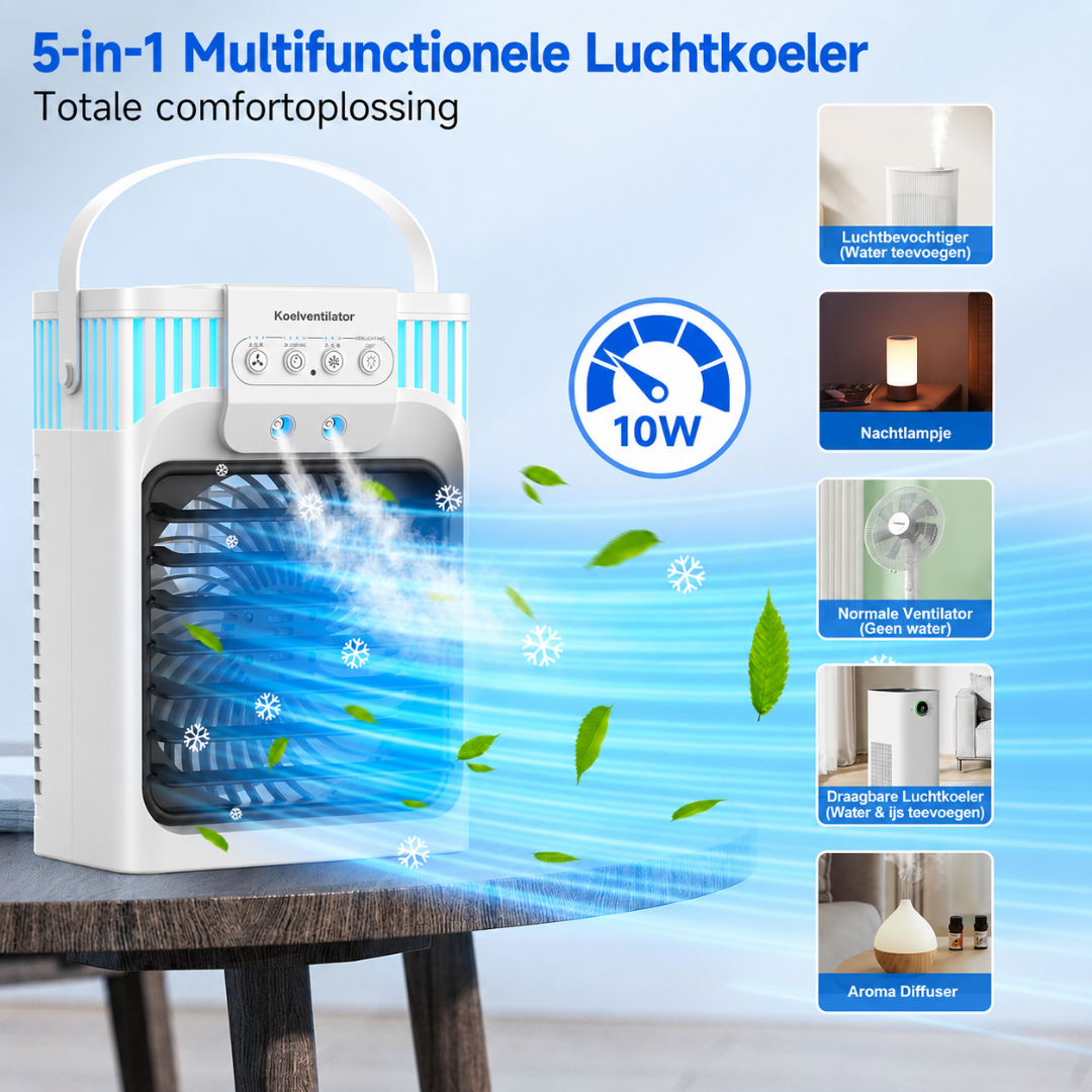 Draagbare Airconditioner - 5-in-1 Luchtkoeler met Afstandsbediening