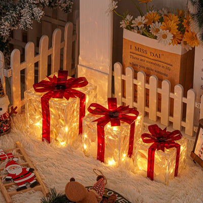Boîtes cadeaux magiques - Lot de 3 décorations de luxe