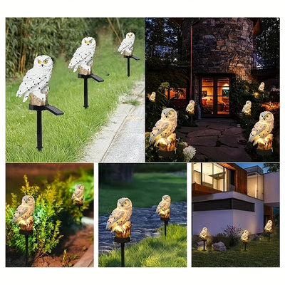 1 pièce Chouette Solaire LED Lumière, Décoration de Jardin en Résine, Convient pour la Décoration de Camping Extérieur, Peut Effrayer les Oiseaux, Lumière d'Extérieur | Design Chouette | Lumière Solaire, Décoration Chouette