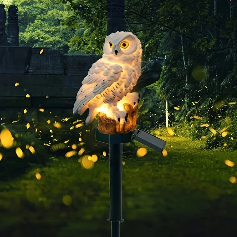 1 pièce Chouette Solaire LED Lumière, Décoration de Jardin en Résine, Convient pour la Décoration de Camping Extérieur, Peut Effrayer les Oiseaux, Lumière d'Extérieur | Design Chouette | Lumière Solaire, Décoration Chouette