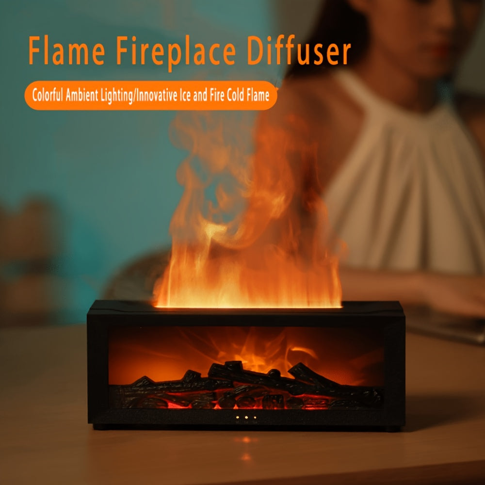 1 stuks Vlam Haard Diffuser, Gesimuleerde Vlam Aromatherapie Dispenser met Langdurige Geur, Huisverwarming met Kleurrijke Lichten en Timer Functie, USB-Gevoed, Ideaal Voor Gebruik Binnenshuis In Slaapkamers, Badkamers, Kantoordecoratie - Perfect Kerst