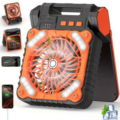 Draagbare Ventilator - Opvouwbare Ventilator met Zonnepaneel en LED
