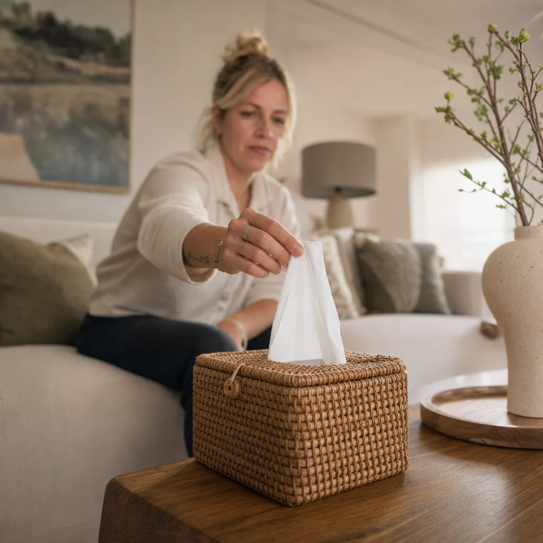 Tissue box - Decoratieve Tissuehouder met Rotan Look